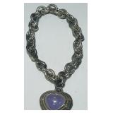 STERLING SILVER  CNA PURPLE JADEHEART BRACELET
