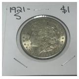 1921-S MORGAN SILVER DOLLAR