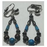 STERLING SILVER TURQUOISE EARRINGS 6 GRS