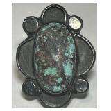 STERLING SILVER TURQUOISE RING 14.1 GRS