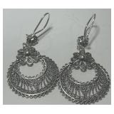 STERLING SILVER FLIGREE EARRINGS 9.7 GRS