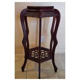 14 - CARVED WOOD PLANT STAND 35"T