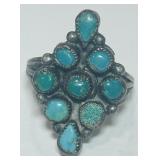 STERLING SILVER TURQUOISE RING 3 GRS
