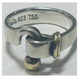 TIFFANY &CO STERLING SILVER/18K RING 3.9 GRS