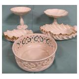 11 - VINTAGE PORCELAIN DISHES & LATTICE BOWL (M7)