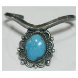 STERLING SILVER TURQUOISE CUFF BRACELET 16.9 GRS