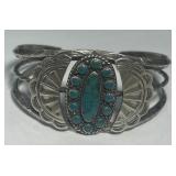 STERLING SILVER TURQUOISE BANGLE 28.9 GRS