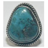 STERLING SILVER TURQUOISE RING 8.9 GRS