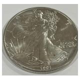 1991 1oz  AMERICAN EAGLE SILVER DOLLAR