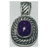 STERLING SILVER PURPLE GENSTONE PENDANT 12 GRS