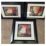 J4 - THREE PIECES ABSTRACT ART FRAMED (G82)