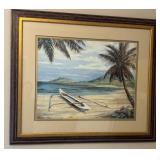 J4 - TROPICAL BEACH ART FRAMED 35X41' (N6)