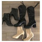 J4 - THREE PAIR WOMEN'S BOOTS SIZES 8.5/9 (M19)