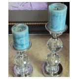J4 - PAIR OF CANDLE HOLDERS WITH CANDLES (L60)