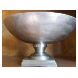 J4 - METALLIC SILVER ALUMINUM PEDESTAL BOWL (L17)