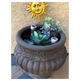 J4 - LARGE PLANTER POT WITH YARD DECOR ITEMS (Y5)