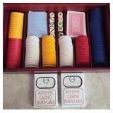 J4 - PLAYING CARDS, POKER CHIP SET (L64)