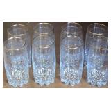 J4 - EIGHT PIECES VINTAGE GOLD RIMMED GLASSWARE