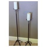 J4 - TWO WROUGHT IRON CANDLEHOLDERS (L58)