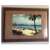 J4 - TROPICAL BEACH ART FRAMED 28X41' (N4)