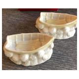 J4 - TWO VINTAGE BELLEEK SALT CELLARS (L25)