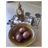 J4 - DECORATIVE BOWL, CLOCK, CANDLE HOLDERS (N25)