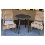 J4 - PAIR OF RATTAN CHAIRS & ACCENT TABLE (Y1)
