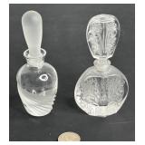 LOT OF 2 VINTAGE CRYSTAL PERFUME BOTTLES 5"