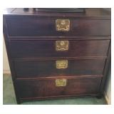 Q - CAMPAIGN-STYLE FOUR-DRAWER CHEST WITH BRASS