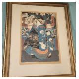 777 - JAPANESE WOODBLOCK PRINT FRAMED 18X22"