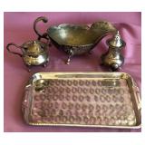 Q - VINTAGE SERVING TRAY, SAUCE BOAT, JAM POT (L78