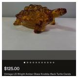 Q - LARGE AMBER GLASS TURTLE (L30)
