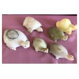 Q - SIX CARVED STONE TURTLES (L15)