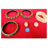 Q - BRACELET & EARRINGS SET, BANGLE BRACELETS