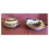 Q - VINTAGE SUGAR BOWL & HAVILAND CANDY DISH (L65)