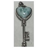 STERLING SILVER LARIMAR KEY PENDANT 4.20GRS