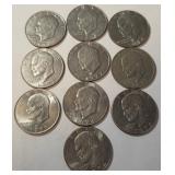 S2 - TEN EISENHOWER DOLLAR COINS (J45)