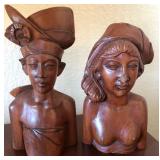 S2 - TWO CARVED WOOD SCULPTURES (BALI) (A12)