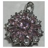 STERLING SILVER PINK CZ PENDANT 8.70GRS
