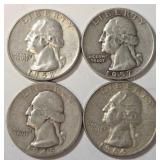 S2 - 1945,1957,1958,1964 US SILVER QUARTERS (J36)