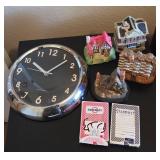 S2 - WALL CLOCK, MINIATURE COTTAGES, PLAYING CARDS