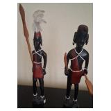 S2 - TWO CARVED WOOD STATUETTES (L72)