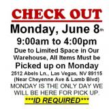AUCTION PICK UP DAY & HOURS