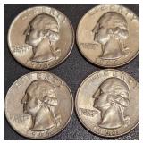 LOT OF 4 - 1964 SILVER QUARTERS (83)