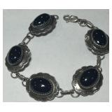 STERLING SILVER ONYX BRACELET 17.50GRS