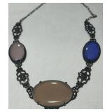 STERLING SILVER GEMSTONE NECKLACE 17INCH 14.30GRS