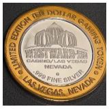 WESTWARD HO CASINO $10 .999 FINE SILVER TOKEN (92)