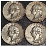 LOT OF 4 - 1964 SILVER QUARTERS (74)