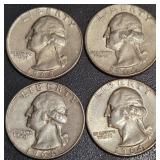 LOT OF 4 - 1964 SILVER QUARTERS (75)