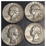 LOT OF 4 - 1964 SILVER QUARTERS (82)